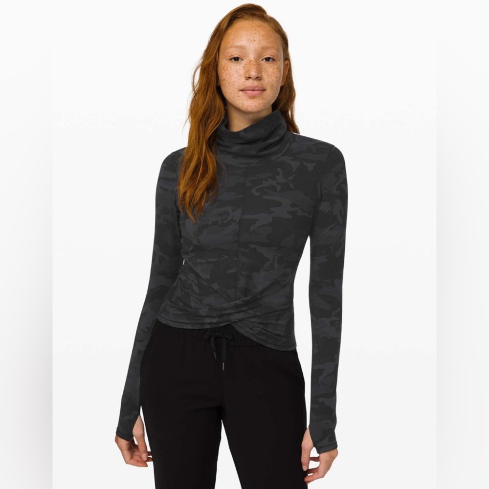 Lululemon Melodic Movement Long Sleeve incognito camo multi grey size 6